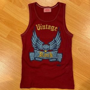 Bejeweled vintage red tank top